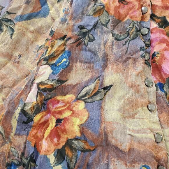 Fairy Grunge Y2k Whimsigoth Dress Womens 8 Dark Floral Button Front Lined Boho - Picture 8 of 14